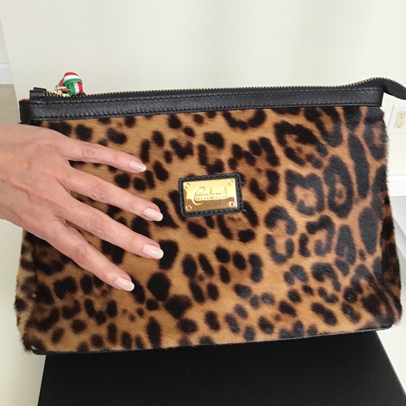 Cavalcanti black leather and leopard print cosmetic bag - Picture 7 of 9